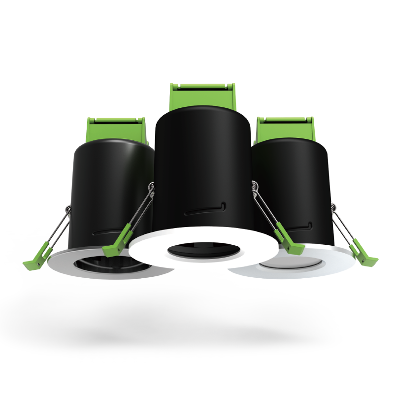 GU10 Fire-rated downlight, available in both IP20 and IP65 based on bezel choice
